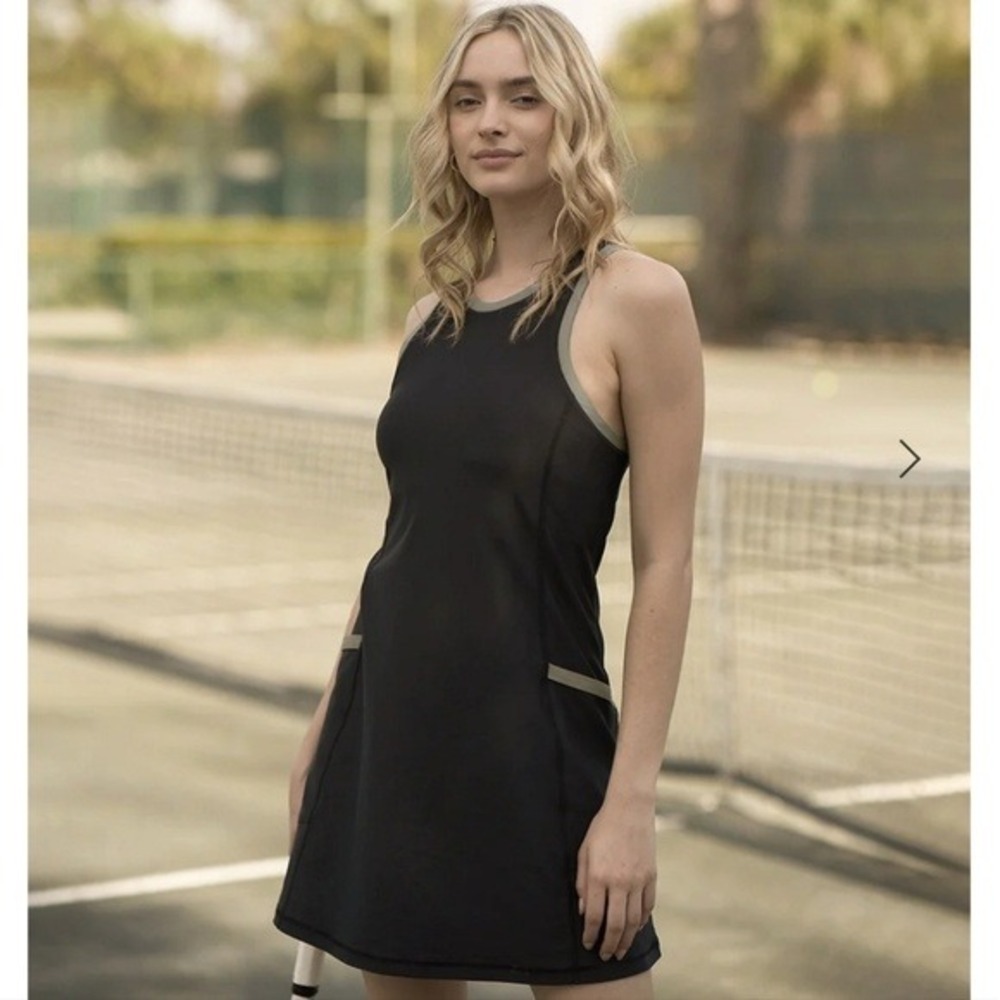 Summersalt The Sport Dress Womens Size 8 Black Olive Green Racerback Active Mini